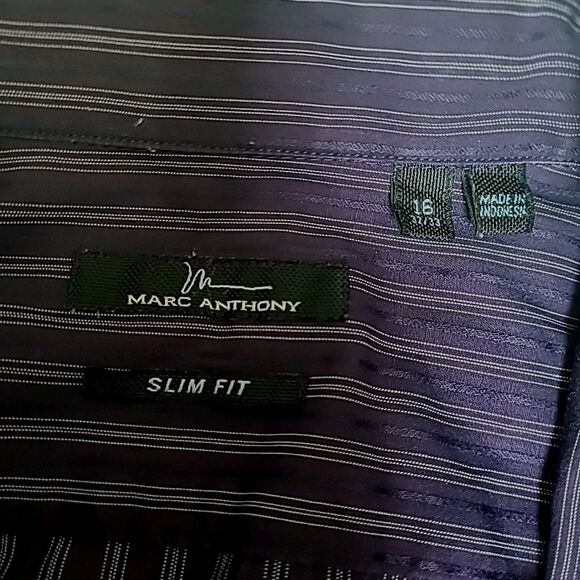 Marc Anthony Button Up Shirt Men's Slim Fit Long Sleeve Stretch 16 32/33 - Picture 2 of 3
